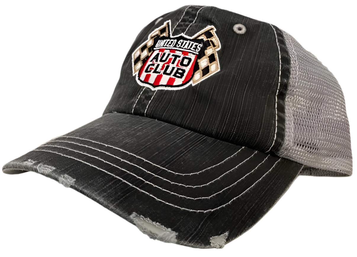 Retro Shield Hat - White Outline