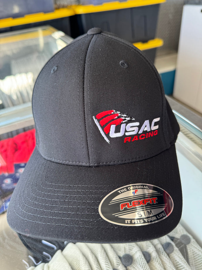 USAC Racing Black Flex Fit Hat