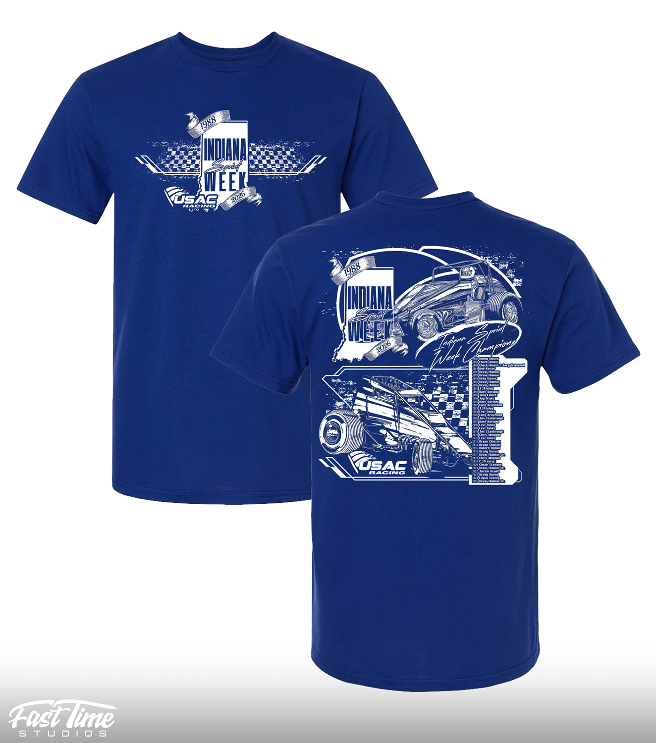 Indiana Sprint Week '26 Past Champs Tee - Fan Deep Royal