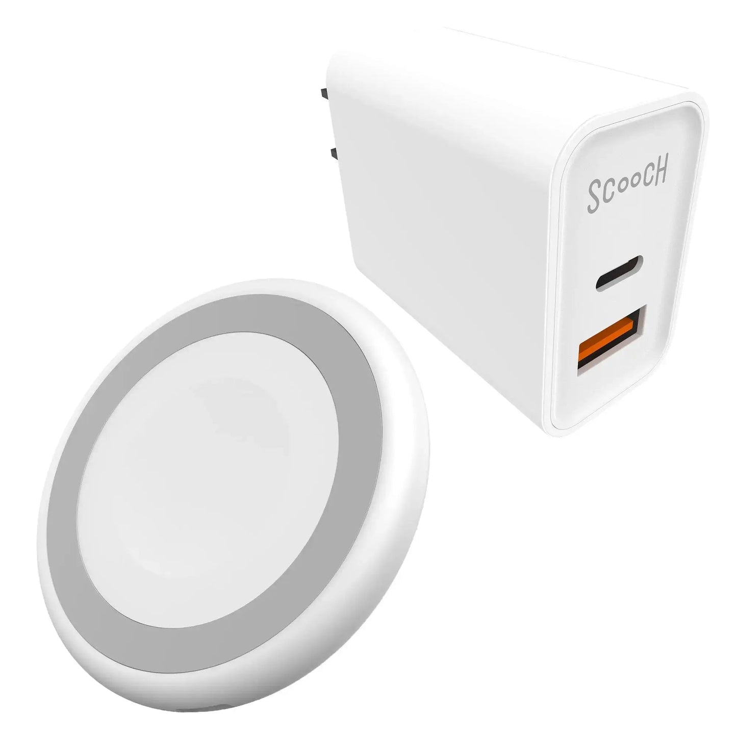 Scooch JuicePlug - 20W Fast Charger with USB-A and USB-C Ports (USAC Logo Print)