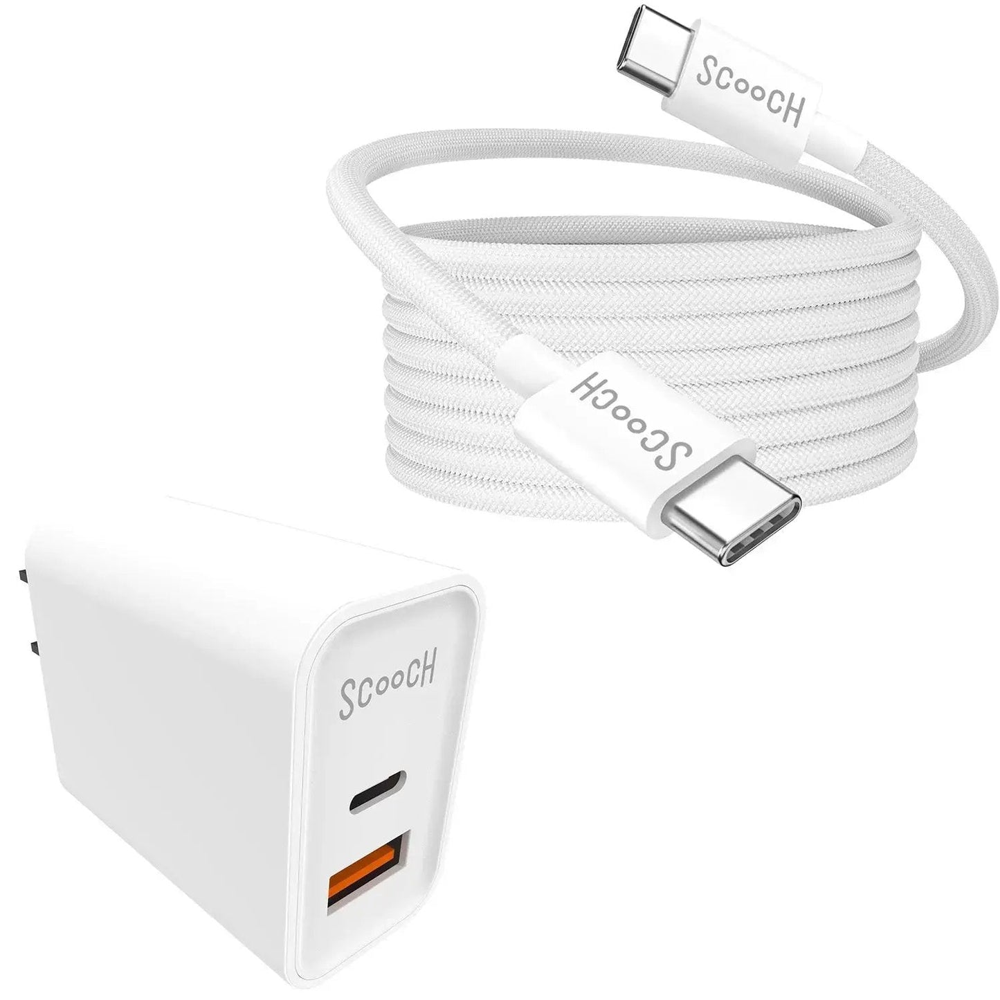 Scooch JuicePlug - 20W Fast Charger with USB-A and USB-C Ports (USAC Logo Print)