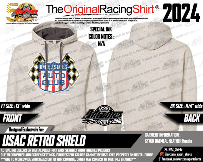 Retro Shield Hoodie - Oatmeal Heather