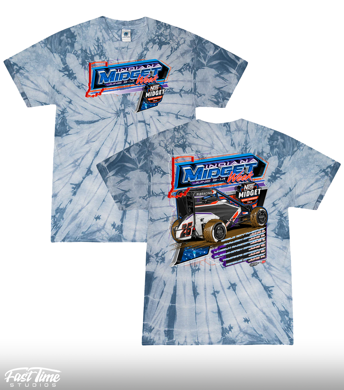 Indiana Midget Week '26 Tee - Spider Denim Tie Dye