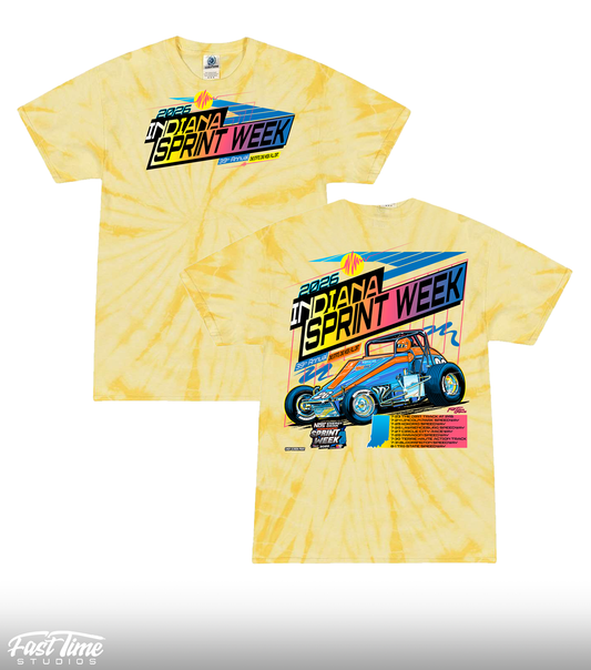 Indiana Sprint Week '26 Tee - Spider Dandelion Tie Dye
