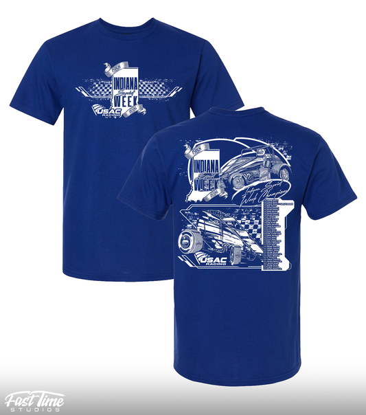 Indiana Sprint Week '26 Past Champs Tee - Fan Deep Royal
