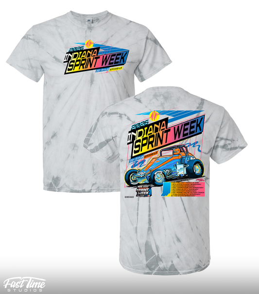 Indiana Sprint Week '26 Tee - Spider Silver Tie Dye