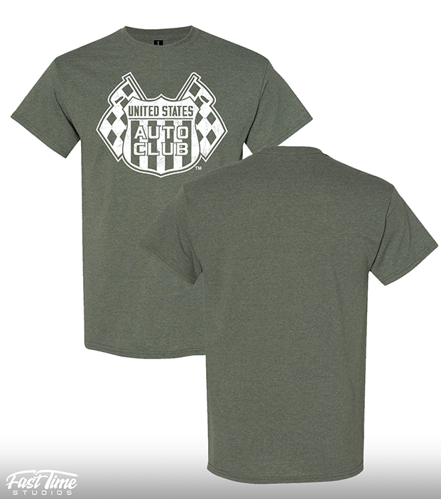 Retro Shield Tee - Heather Military Green
