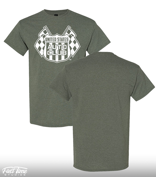 Retro Shield Tee - Heather Military Green