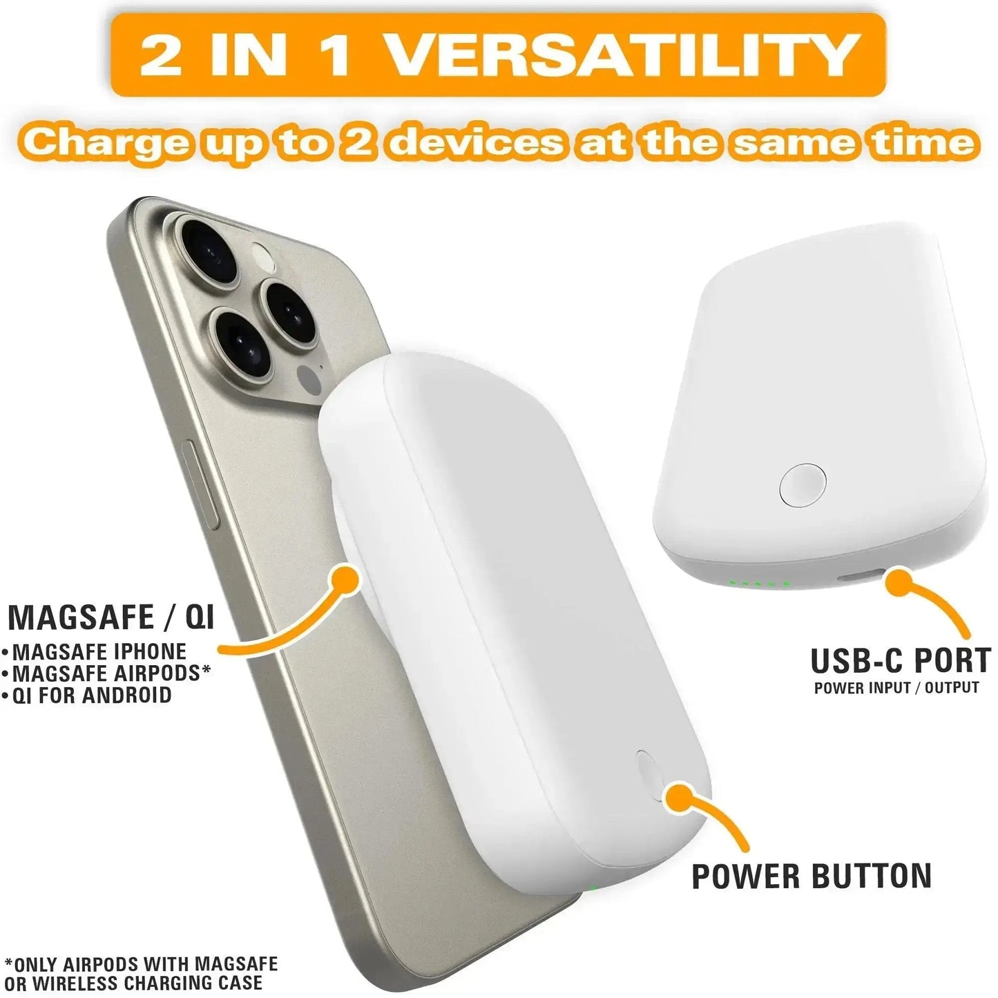 Scooch JuiceBank Go for MagSafe - 10,000 mAh 2-in-1 MagSafe Power Bank (USAC Logo Print)