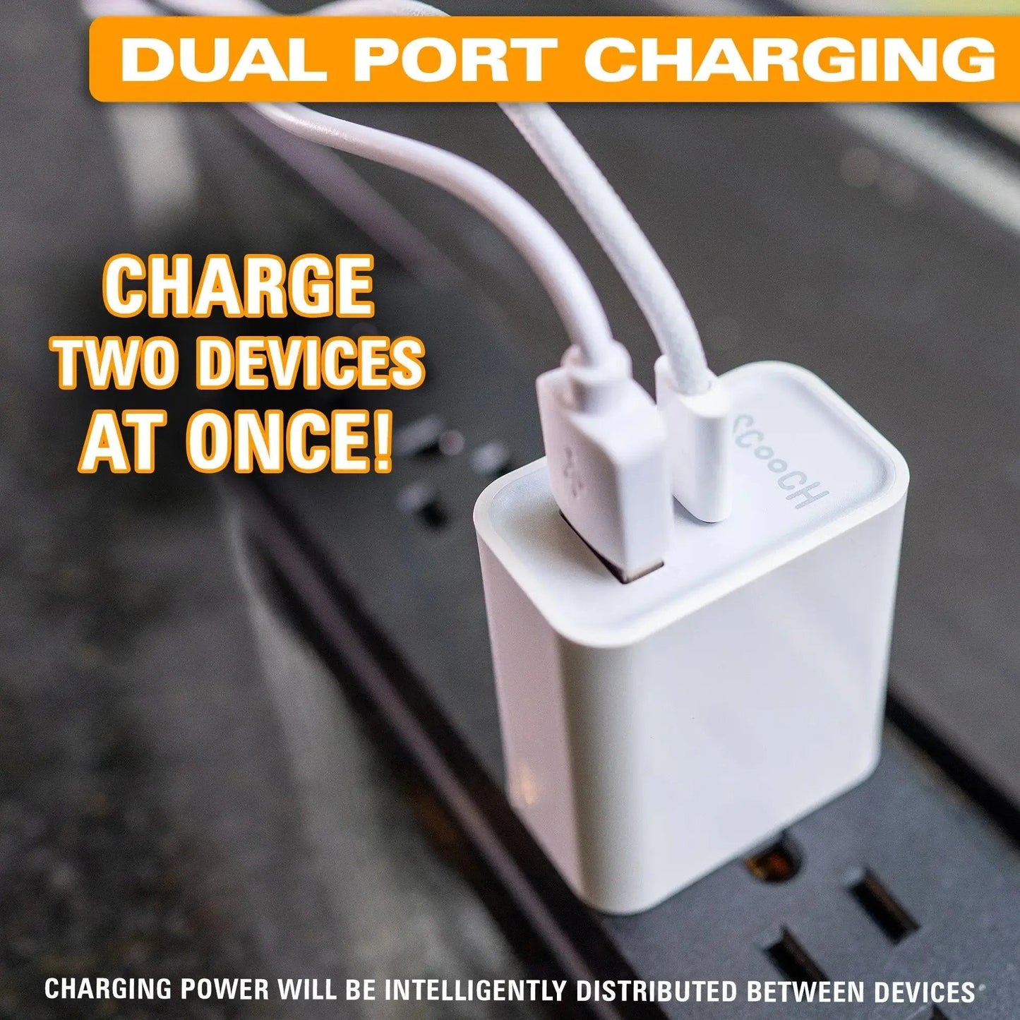 Scooch JuicePlug - 20W Fast Charger with USB-A and USB-C Ports (USAC Logo Print)