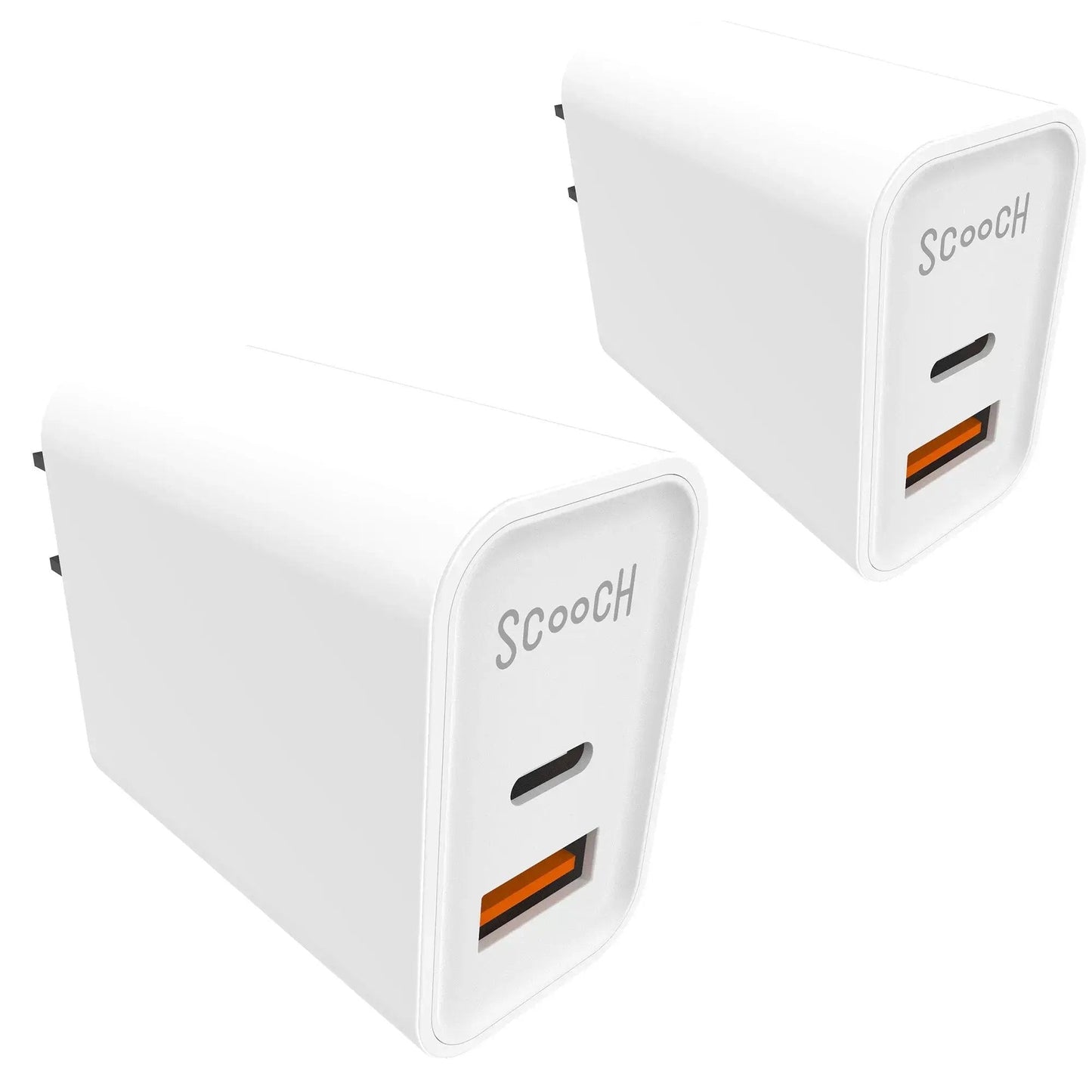 Scooch JuicePlug - 20W Fast Charger with USB-A and USB-C Ports (USAC Logo Print)