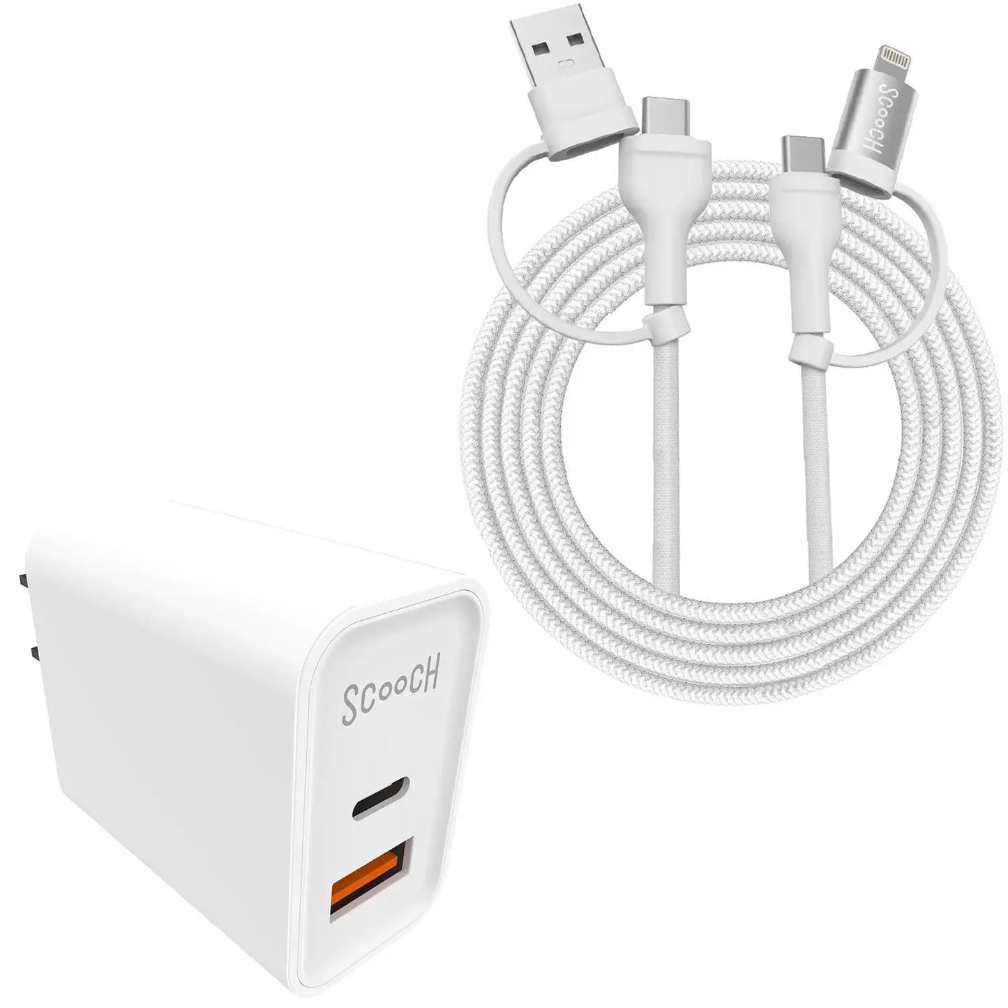 Scooch JuicePlug - 20W Fast Charger with USB-A and USB-C Ports (USAC Logo Print)