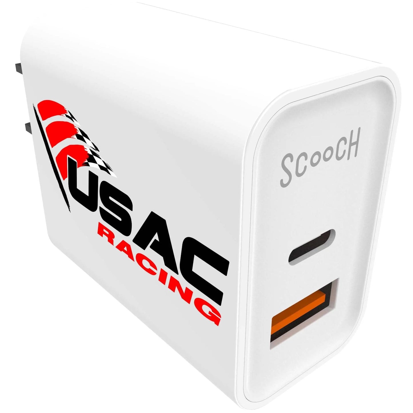 Scooch JuicePlug - 20W Fast Charger with USB-A and USB-C Ports (USAC Logo Print)